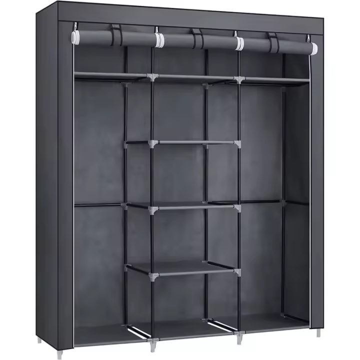 RYG12B Armario Armario organizador, Textil Plegable, Color Negro, 150 x 45 x 175 cm - 1