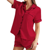Conjunto de pijama de seda sintética para mujer, ropa de estar brillante, cárdigan, pijama de satén con solapa - details 0
