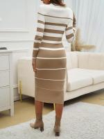 Elegante Vestido de Punto a Rayas Medio Largo 2025 Estilo Retro para Mujeres - details 20
