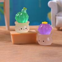 Miniaturas suculentas para decoración de coche, adornos de Cactus luminosos de resina que brillan por la noche, Mini adornos de resina para el hogar - details 6
