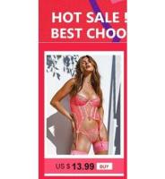 Lencería erótica, ropa interior sexy de encaje hueco, conjuntos exóticos transparentes, conjunto sensual de sujetador con aros y bragas con ligas - details 66