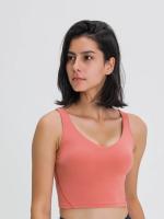 Camiseta sin mangas con estante incorporado, sujetador corto con relleno extraíble, sujetador deportivo tipo palangre para yoga y gimnasio - details 14