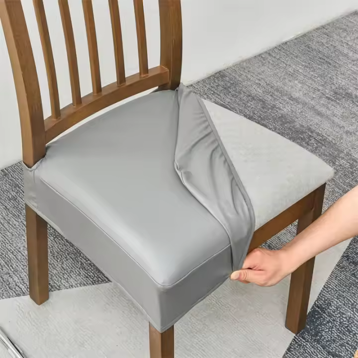 Funda de Silla de Cuero PU Impermeable Protector de Muebles Extraíble para Sillas de Comedor - 1