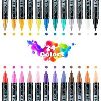 Plumas de Pintura Acrílica de Doble Punta 12/24/36/48 Colores para Pintura en Madera, Lienzo, Piedra, Vidrio, Cerámica Artesanías DIY - details 0