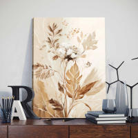 Pósteres impresos artísticos de hojas florales Beige abstractos enmarcados y pintura en lienzo, decoración nórdica minimalista bohemia para sala de estar, dormitorio, pared del hogar - details 2
