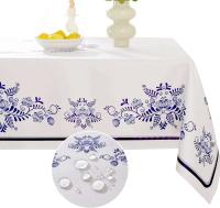 Mantel impermeable rectangular de primavera de verano, azul y blanco alternados, decoración de mesa de boda, hogar, cocina, restaurante - details 2