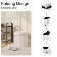 Otomano de Terciopelo Plegable de Almacenamiento MDF Tapa Desmontable con Cojín - details 4