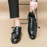 Zapatos de monje con doble hebilla para hombre, calzado de vestir, color marrón y negro, novedad - details 7