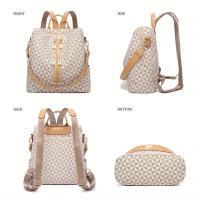Mochila de viaje de piel sintética con patrón de cuadros, bolso de diseño Convertible con monedero, 2 piezas - details 2