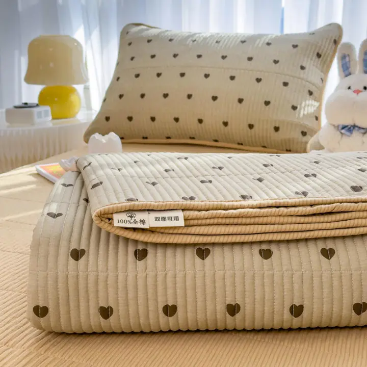 Sábana de Algodón Puro de Alta Calidad Diseño de Cama de Un Solo Pieza Suave y Acolchada - 1