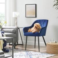 Silla de Comedor de Terciopelo Silla de Cocina con Respaldar Carga Máx. 120 kg Patas de Metal - details 40