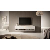 TV Suspendido con 2 Puertas 2 Cajones Mesa De TV para Salón Dormitorio 140 cm Mármol Blanco con Inserción Dorada Mirrgo - details 6