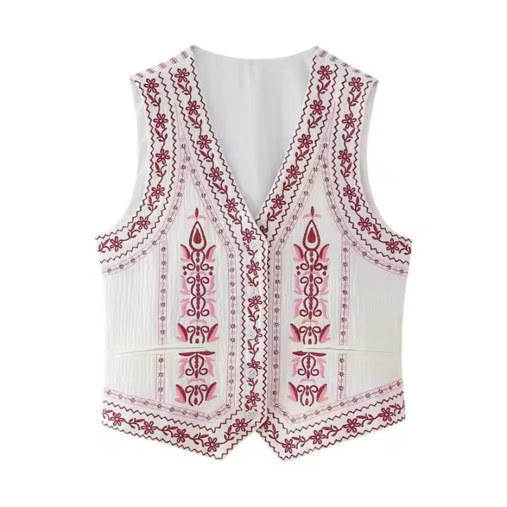 BUNO-novedad de verano moda femenina y versátil industria pesada chaleco bordado chaleco - 1