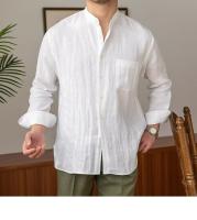 Camisa de Lino para Hombre Verano 2025 Cuello Henley Elegante Manga Larga Transpirable - details 30