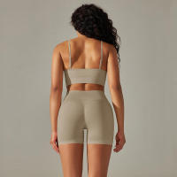 Conjunto Deportivo de Yoga sin Costuras para Mujeres Sports Bra Sin Mangas, Pantalones Cortos - details 14
