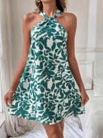 Vestido corto sin mangas con estampado halter de nuevo estilo - details 2