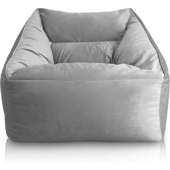 Reposapiés Salon de Lujo - [50x40x30 cm] Sofá Puf de Diseño con Relleno Incluido para Escritorio u Oficina - Taburete Bean Bag Silla Grande en Cuero Sintético Beige - 1