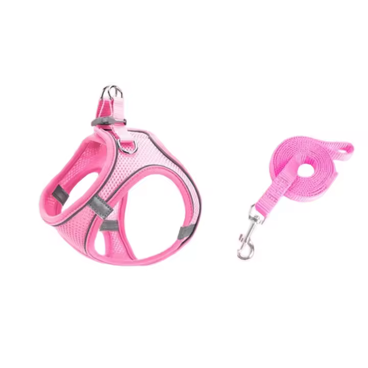 Conjunto de correa y arnés ajustable para perro, arnés reflectante transpirable para gato, chaleco a prueba de Escape, cómoda correa para el pecho para perro, para caminar al aire libre - 1