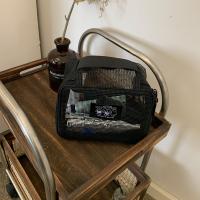 Bolsa de maquillaje de malla ligera, bolsillos para artículos de tocador de viaje con visibilidad, bolsa transparente con cremallera de gran capacidad, lápiz labial - details 9