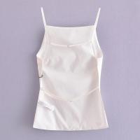 Camisola Sin Espalda con Cordones Lisos a la Moda para Mujer Top Elegante Vintage con Cuello Cuadrado y Tirantes Finos - details 3