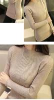 Suéter con volantes y cuello simulado para mujer, jerséis lisos de punto de manga larga, suéter informal a rayas para mujer, Otoño Invierno 2023 - details 14