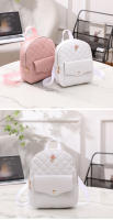 Bolso escolar pequeño para mujer, Mochila pequeña informal con rombos, bolso de hombro portátil, mochila decorativa rosa - details 13