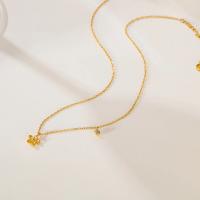 Collar de acero inoxidable para mujer estilo INS: delicado colgante de flor de circón, cadena de gargantilla minimalista, joyería diaria - details 3