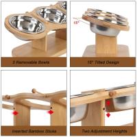 Cuenco de cerámica elevado para comida de mascotas, cuenco de agua con soporte de madera maciza, limpio, microondas disponible - details 5