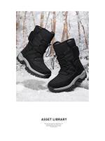 Botas de nieve impermeables para mujer, botines de piel cálida, con plataforma, color negro, a la moda, Invierno - details 14
