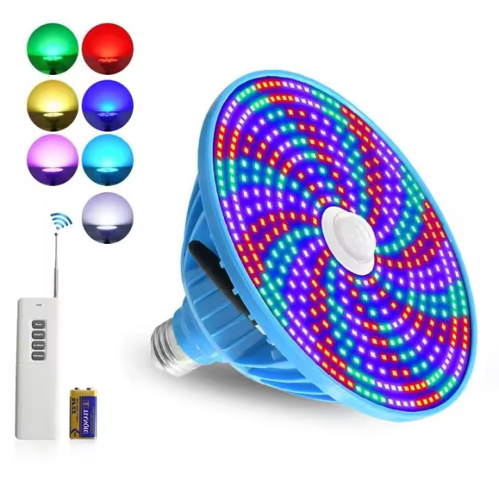 Bombilla LED de piscina de color mejorada de 45W, bombilla de respaldo para piscina subterránea, cambio de colores RGB de 120V y 12V para Pentair - 1