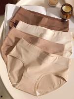 4 Paquetes de Bragas de Mujer sin Costuras de Punto Elegante - Color Sólido, Cintura Media, 95% Algodón, 5% Elastano, Perfectas para Deportes y Uso Diario - details 1