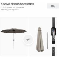 Parasol de Jardín con Manivela Ø295x250 cm Inclinable y Desmontable de Metal para Balcón, Piscina, Patio - details 4