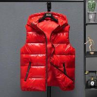 Chalecos brillantes de invierno para hombre, chaleco grueso con capucha, impermeable, acolchado de algodón, sin mangas, M-5XL, novedad de 2025 - details 3