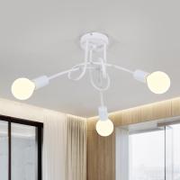 Lámpara de Araña Metal Blanca GOECO, E27 Sin Bombilla, 3 Cabezales, Iluminación Interior Retra para Comedor, 40*40*30 CM - details 4