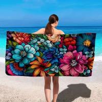 Toalla de playa de microfibra con elemento impreso de una cara ral multicolor Las toallas de baño son súper absorbentes y fáciles de transportar en casa - details 0