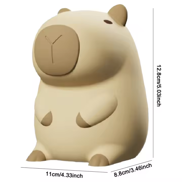 Bonita luz nocturna de silicona de capibara de dibujos animados, lámpara de noche regulable de 2 engranajes, lámpara de noche para dormir recargable por USB para decoración de dormitorio de niños - 1