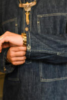 1920s Vintage Ejército de EE. UU. Primavera Verano Azul Denim Uniformes de Trabajo Jersey Suelto Camisa Chaqueta - details 6