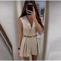 Elegante cinturón para mujer, moda sin mangas, cuello vuelto, entallado, corto, 2024 - details 0