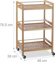 Camarera con 3 Repisas y Ruedas Giratorias, Blanco, 76,5 x 46 x 38 cm - details 18