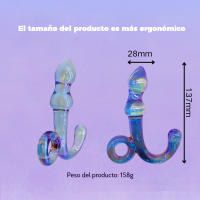 Enchufe Anal de Cristal Azul Morado Dispositivo Intimo para Mujeres y Hombres - details 0