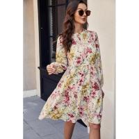 Vestido de manga larga para mujer, falda de pastel floral informal elegante para moda joven nueva - details 2