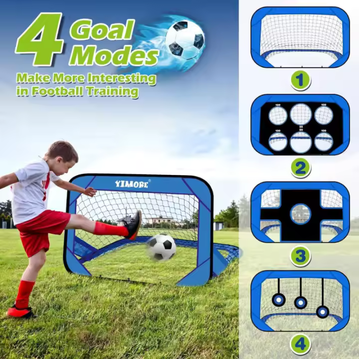 Portería de fútbol infantil plegable, portería de fútbol de jardín para juegos infantiles al aire libre plegable de 4 modos - 1