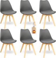 Sillas de Comedor Nórdicas Ergonómicas Madera de Haya Anti Manchas de Polipiel Blanco 4 Piezas - details 13