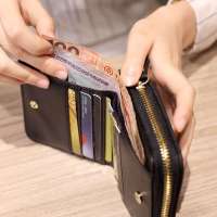 Cartera corta de cuero PU a cuadros para mujer, tarjetero multicapa, monedero pequeño con cremallera - details 9