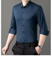 Transmisión en vivo de manga larga para hombre sin costuras para primavera, nueva camisa estampada informal y de negocios sin planchar, tendencia ligera - details 6