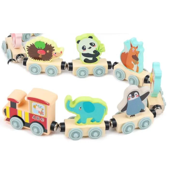 Juego de tren magnético de animales marinos de madera, juguetes Montessori para niños pequeños, juguetes de animales del océano para preescolar - 1
