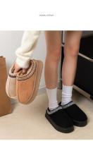 Pantuflas De Algodón Para El Hogar Para Parejas Invierno Con Suela Gruesa Y Color Sólido Cálidas Pantuflas De Algodón Con Terciopelo Antideslizantes - details 5