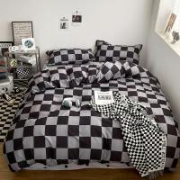Juego de funda nórdica a cuadros negra y gris, ropa de cama Reversible con rejilla geométrica, funda de edredón suave para niños, adolescentes y adultos, decoración de dormitorio - details 0