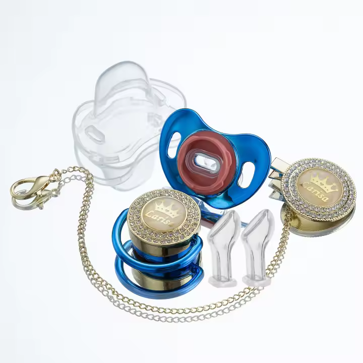 Miyocar-chupete rosa oscuro personalizado Bling, tetina de silicona de repuesto, incluye todos los tamaños para niño y niña, regalo para Baby Shower - 1