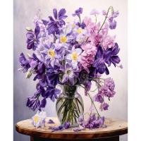 RUOPOTY-pintura artesanal por números, flores moradas, pintura acrílica por números, Kits para adultos, regalo de decoración del hogar - details 0